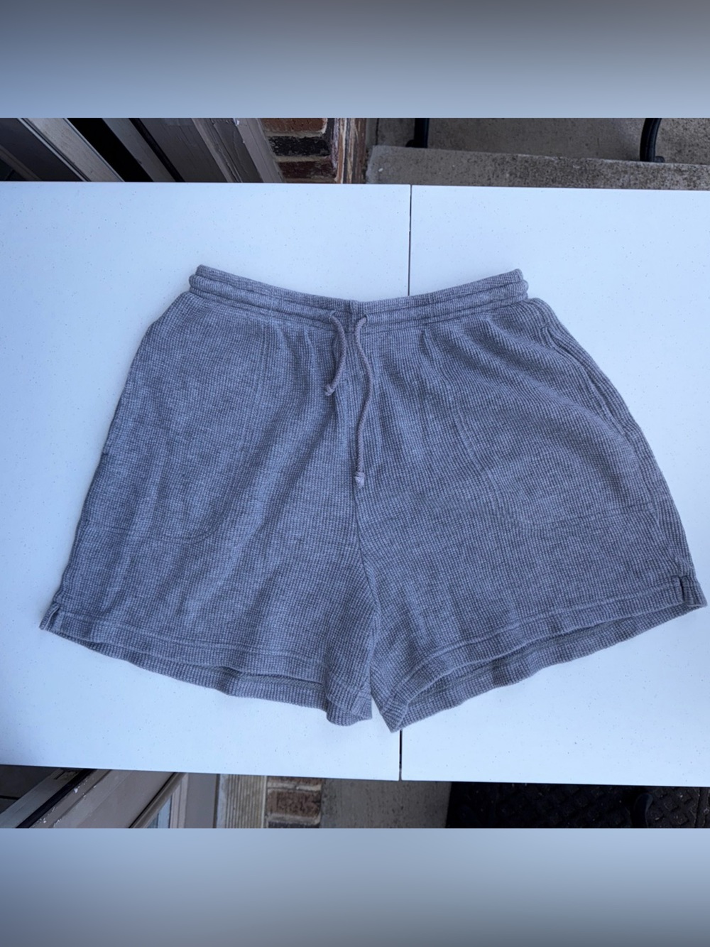 Vittadini Sport Charcoal Grey Waffle Knit Lounge Shorts - Size L